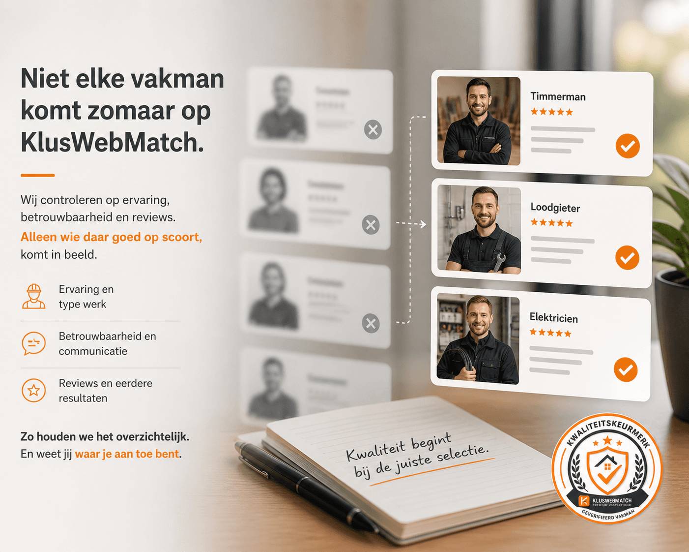 Controle, keurmerk en selectie van vakmannen op KlusWebMatch